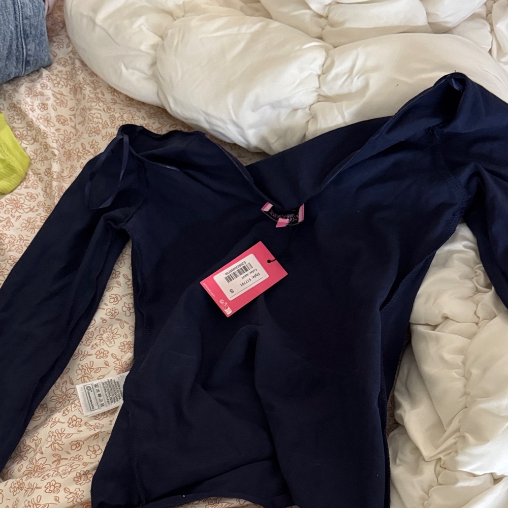 Edikted Navy Long Sleeve Top